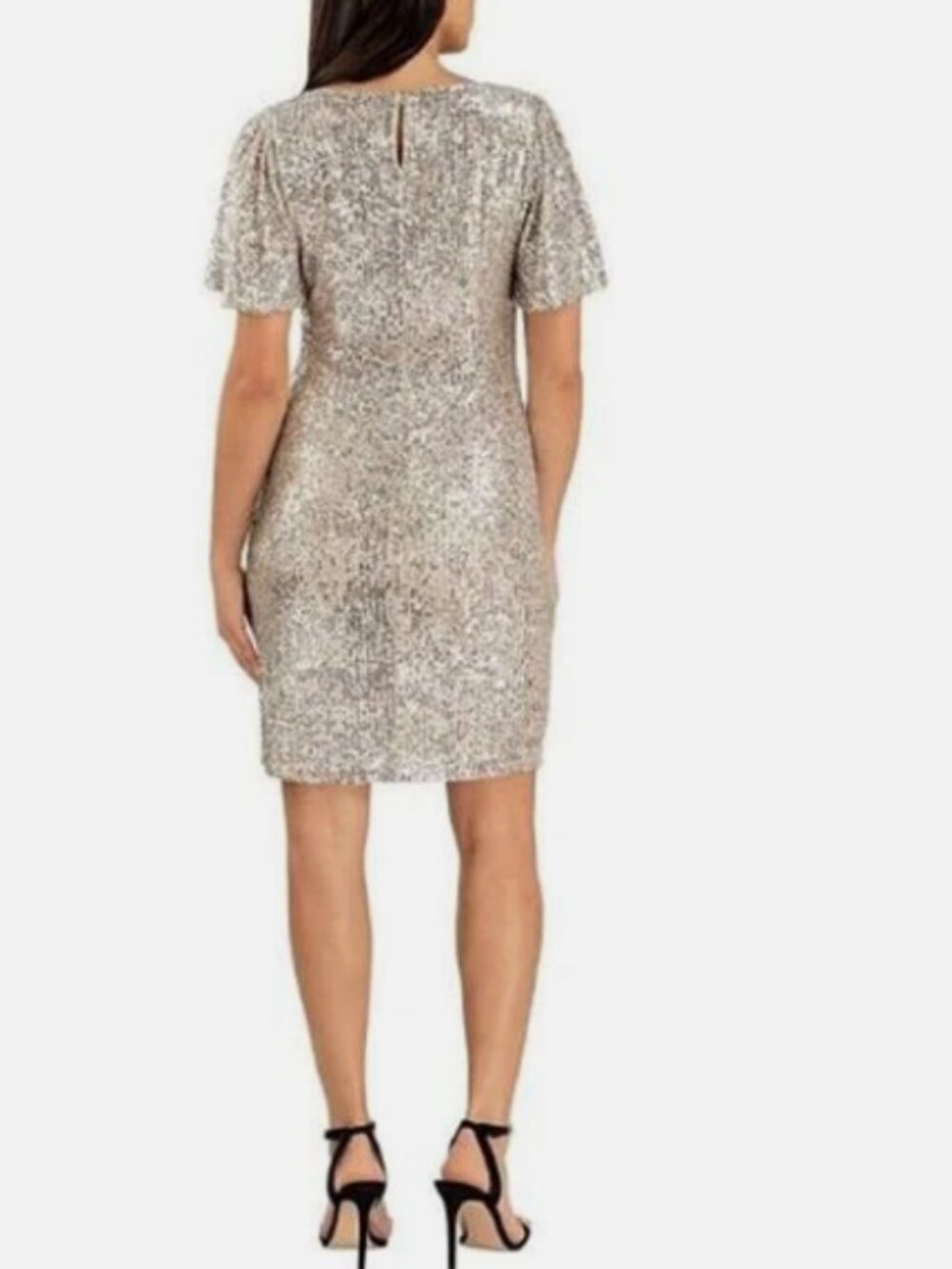 Hilary Radley Womens Sequin Dress, CHAMPAGNE, Small - Picture 2 of 4